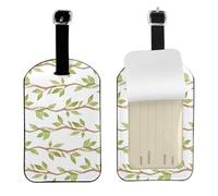 Rami e foglie ad acquerello,Etichette per bagagli in pelle PU, etichette per bagagli resistenti da viaggio, 2 pezzi