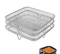 RAMLLY Griglia per friggitrice ad aria da 20,3 cm, per friggitrice a vortice istantanea, Philips, COSORI Fryer, tre rack impilabili quadrati, rack disidratatore multistrato in acciaio inox, accessori
