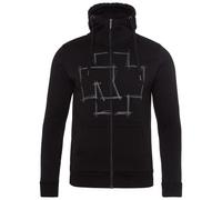 Rammstein Giacca con cappuccio a nome dell'uomo, colore nero, cinturino ufficiale Merchandise Fan Zipper con stampa sul petto, schiena e maniche