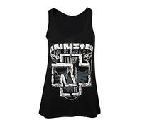 Rammstein Maglietta da donna e da donna, con cinturino ufficiale, colore nero, con stampa frontale multicolore