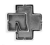 Rammstein Pin Spilla con Logo metallizzato, cinturino ufficiale, argento, 2cm x 2cm