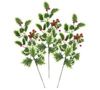 Ramo artificiale di Ilex con bacche, 47 cm, set da 3 pezzi, rami di bacche, rami decorativi, rami artificiali, per ghirlande dell'Avvento, ghirlande, vaso da terra, decorazione natalizia, fiori
