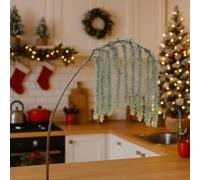 Ramo Decorativo Innevato in PE Verde, Su Stelo, Flessibile, Effetto Neve, per Ghirlande, Alberi e Composizioni Natalizie 110cm - Varzi dal 1956