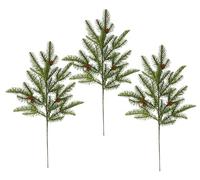 Ramo di abete artificiale, 60 cm, set di 3 rami decorativi, colore verde abete, corona dell'Avvento, accessorio decorativo per ghirlanda, decorazione natalizia, gambo artificiale, fiori artificiali