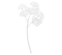 Ramo di fiori di ginkgo a 3 punte, foglie artificiali a ventaglio, foglie di ginkgo artificiali, decorazione per la casa e il negozio (bianco)