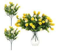 Ramo di limone artificiale, 6 teste di limoni artificiali gialli, steli | Fiori di magnolia e foglie di salice, piante artificiali per la casa, fiori artificiali di facile manutenzione