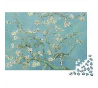Ramo di Mandorlo in Fiore Puzzle 1000 Pezzi Carta per Adulti Sfondo Blu Tranquillo Gioco di Puzzle 1000 Pezzi Relax Decorazione Regalo 38x26cm/1000pcs