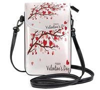 Ramo di un albero con cuore d'amore Borsa per telefono a tracolla Piccola mini borsa a tracolla Custodia per cellulare Portafoglio in pelle Miglior regalo per San Valentino, Anniversario, Compleanni