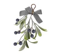 Ramo di vischio verde artificiale | Bouquet di vischio fatto a mano con fiocco | Decorazione natalizia per , telaio della porta, cortile, ghirlande, pomelli della porta, uso del giardino