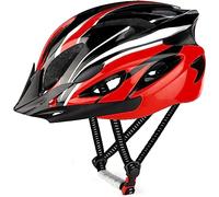 RaMokey, casco da bicicletta leggero, casco da bicicletta regolabile da montagna e da strada per adulti, regolabile e visiera rimovibile, per uomo e donna (misure testa 57-63 cm) (rosso+nero)