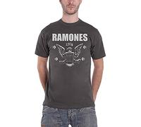 Ramones 1974 Eagle Short Sleeve, Grigio (Grey (Charcoal), L Uomo