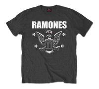 Ramones 1974 Eagle Short Sleeve, Grigio (Grey (Charcoal), S Uomo