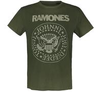 Ramones Crest Uomo T-Shirt Verde S 100% Cotone Regular