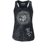 Ramones Hey Ho Let's Go Donna Top Nero 100% Cotone Regular
