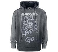 Ramones Hey Ho Let's Go Uomo Felpa con Cappuccio Grigio 100% Cotone Regular