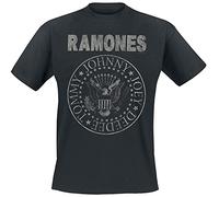 Ramones Hey Ho Let's Go - Vintage Uomo T-Shirt Nero 100% Cotone Regular