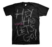 Ramones - Hey Ho!, T-Shirt, Manica Corta, Collo Rotondo da Uomo, Nero(Schwarz - Schwarz), XL