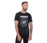Ramones T Shirt Presidential Seal Band Logo Nuovo Ufficiale Uomo Nero Snow Wash Size L