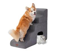 Rampa curva grigia per cani per letti alti, altezza 72,9 cm, gradini per cani e gatti di piccola taglia, scala per animali domestici per arrampicata su letto alto, gradino bilanciato antiscivolo per