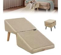 Rampa ottomana divisa per cani, pieghevole, 2 in 1, scala e rampa per cani, in legno, antiscivolo, convertibile, per cani e gatti di taglia piccola, media e grande, uso interno, animali domestici