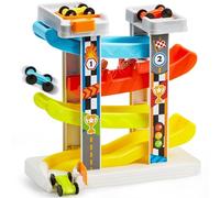 Rampa per auto da corsa, 4 strati, stabile, durevole e sicura per i più piccoli, con diversi posti auto e pulsante di avviamento, regalo di compleanno, giocattolo di Natale per bambini dai 18 mesi in