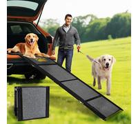Rampa per Cani Auto Pieghevole 170 x 50 cm Grigio, con Superficie in Moquette Antiscivolo, Fino a 70 kg, Leggera in Alluminio per Animali Domestici, per Auto, Camion, SUV e Scale Esterne