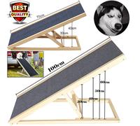 Rampa per cani in legno massello da 70 cm/100 cm, scale per tappeti di sicurezza antiscivolo, scale di accesso superficiale per animali domestici per viaggi in auto - Altezza regolabile 70cm