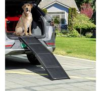 Rampa per Cani Pieghevole con Superficie Antiscivolo in MDF e Alluminio, 158x43,5x2,5 cm, Nero