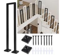Rampa per scale a forma di U, Ringhiera interna, Esterno, Guardrail scale, Balaustra per ville, Barriera di sicurezza nera 90cm, Protezione moderna scala