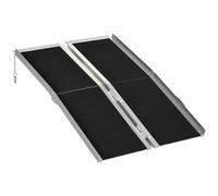 Rampa Pieghevole per Sedia a Rotelle 122x73,5 cm in Alluminio con Rivestimento Antiscivolo e Bordi Nero