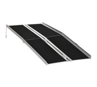 Rampa Pieghevole per Sedia a Rotelle 183x73.5 cm con Rivestimento Antiscivolo e Bordi di Sicurezza in Alluminio Nero