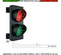 Rampa Semaforo Rosso Verde Parcheggio 2 Luci 24 Led Rossi e Verdi 230 V 3W IP65