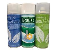 Rampi Deo Igien Blu Green Deortex - Spray Deodorante Igienizzante Professionale Tessuti Ambiente Auto Cassetti Scarpe Armadio Profumo Hotel Palestra Accessori Lavanderia - 3 Pezzi da 400 ml