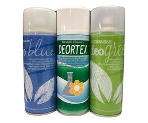 Rampi Deo Igien Blu Green Deortex - Spray Deodorante Igienizzante Professionale Tessuti Ambiente Auto Cassetti Scarpe Armadio Profumo Hotel Palestra Accessori Lavanderia - 3 Pezzi da 400 ml