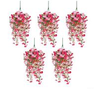Rampicanti artificiali da appendere per giardino e patio, realizzati con seta e plastica di lunga durata per decorazioni da appendere all'aperto (rosso poco profondo rosa)