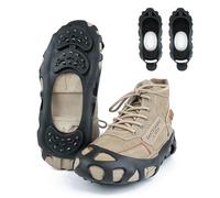 Ramponi da ghiaccio per scarpe e stivali per escursioni Ramponi da neve per camminare su neve e ghiaccio con 30 borchie antiscivolo in acciaio inossidabile per donne e uomini (Black M, 10.2x25.2cm)