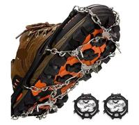 Ramponi da neve for escursionismo invernale all'aperto, ramponi, tacchette, artigli a catena, impugnature, copri-scarponi, ramponi antiscivolo for scarpe (8 denti)(Black)