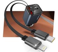 RAMPOW Caricatore Auto USB C 65W Retrattile PD 3.0 Accendisigari USB, Ricarica Rapido Caricabatterie, Accessori Auto Interno, Regali per Lui fit iPhone 16 15 14 13 12 Pro Max iPad Galaxy S25 S24 Ultra