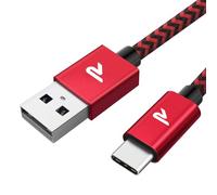 RAMPOW Cavo USB Type-C 2M, Cavo USB Type-C Ricarica Rapida 3.1A QC 3.0, Cavo USB C USB2.0 Compatibile per iPhone 15/15 Pro, Samsung S22/S22/S21/S20/S10, Xiaomi, OnePlus - Rosso