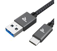 RAMPOW Cavo USB Type-C, Cavo USB C 3A QC 3.0, Cavo iphone 16, USB A a USB C Cavo iPhone 15 Ricarica Rapida Nylon per iPhone 16/16 Pro/15/iPad Pro/Air, Samsung S24/S22,Xiaomi Huawei OnePlus - Grigio