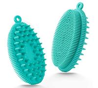 RamPula Scrubber per il corpo, 2 in 1 spazzola per il corpo a secco e bagnato, setole delicate in silicone per l'uso in doccia; esfoliante per cuoio capelluto per la rimozione della forfora, schiuma