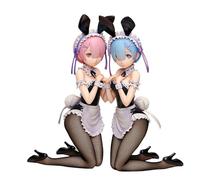 Ramu 2 statuette anime Ramu 2 pezzi coniglietto ragazza Action Figura Anime PVC inginocchiato Bunny Girl Figura 30 cm Desktop ornamenti decorativi