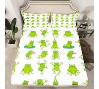 Rana Biancheria da Letto Set Lenzuola Set Bambini Carino Verde Rane Lenzuolo Con Angoli Ragazzi Ragazze Kawaii Divertente Animale Biancheria Da Letto In Microfibra Natura Set Letto Singolo Formato