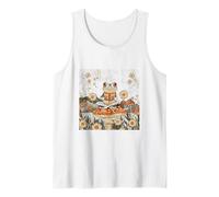 Rana capricciosa Che Legge sul Disegno della Foresta dei Funghi Canotta