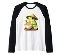 Rana Carina Che Mangia Le tagliatelle di Ramen Maglia con Maniche Raglan