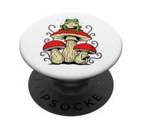 Rana carina seduta in cima a un fungo colorato PopSockets PopGrip Adesivo