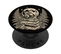 Rana che cavalca la lumaca luna, botanico, cottagecore, libri, topo di biblioteca PopSockets PopGrip Adesivo