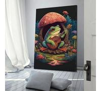 Rana che gioca banjo 1 - Arte divertente per il bagno, per le pareti della casa, il corridoio, 50 x 75 cm
