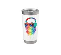 Rana che indossa cuffie e occhiali da sole EDM Rave Design Bicchiere termico in acciaio inox doppia parete