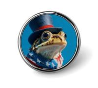 Rana che indossa sciarpa bandiera cappello a cilindro su spilla rotonda blu per uomo donna moda distintivo collare pin vestito giacca zaino accessori